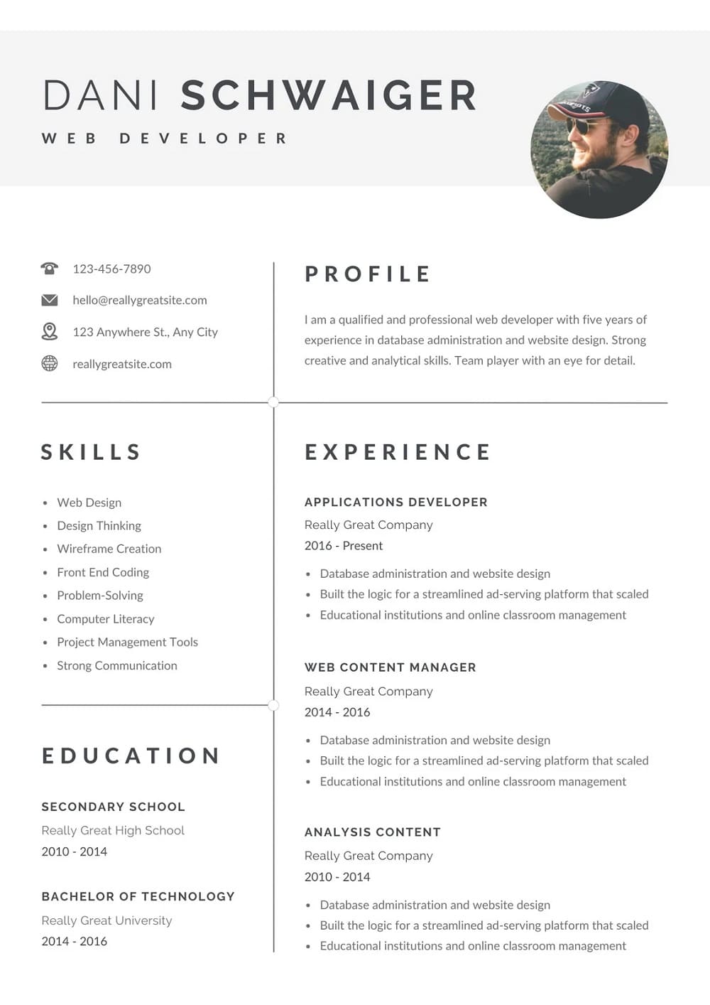 Printable Resume Template Picture