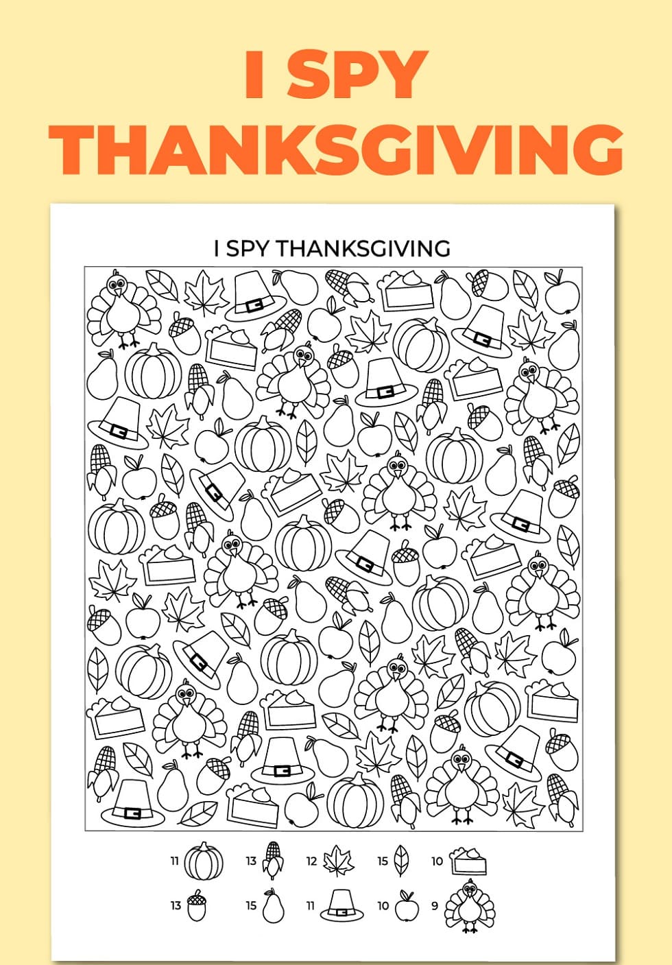 Printable Thanksgiving I Spy For Adult
