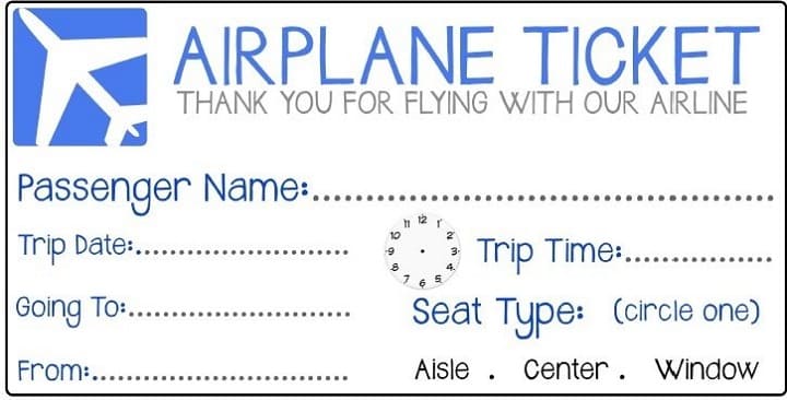 Printable Ticket Template For Adult