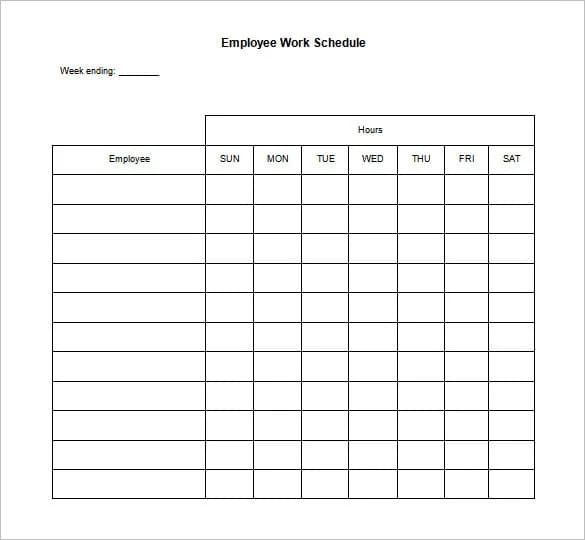 Printable Work Schedule Template Free