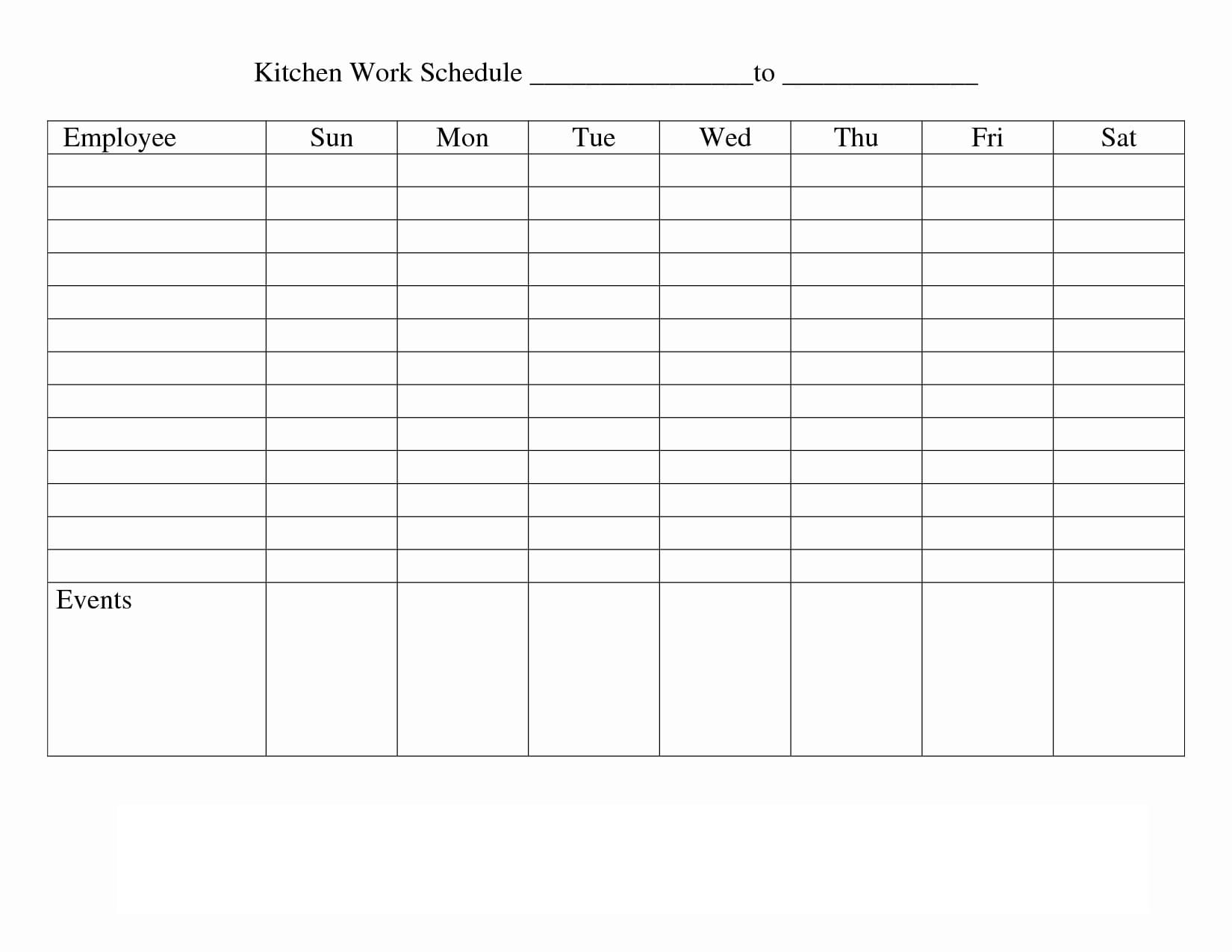 Printable Work Schedule Template Images