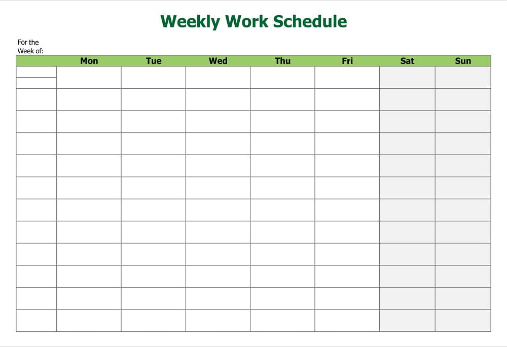 Printable Work Schedule Template Photo