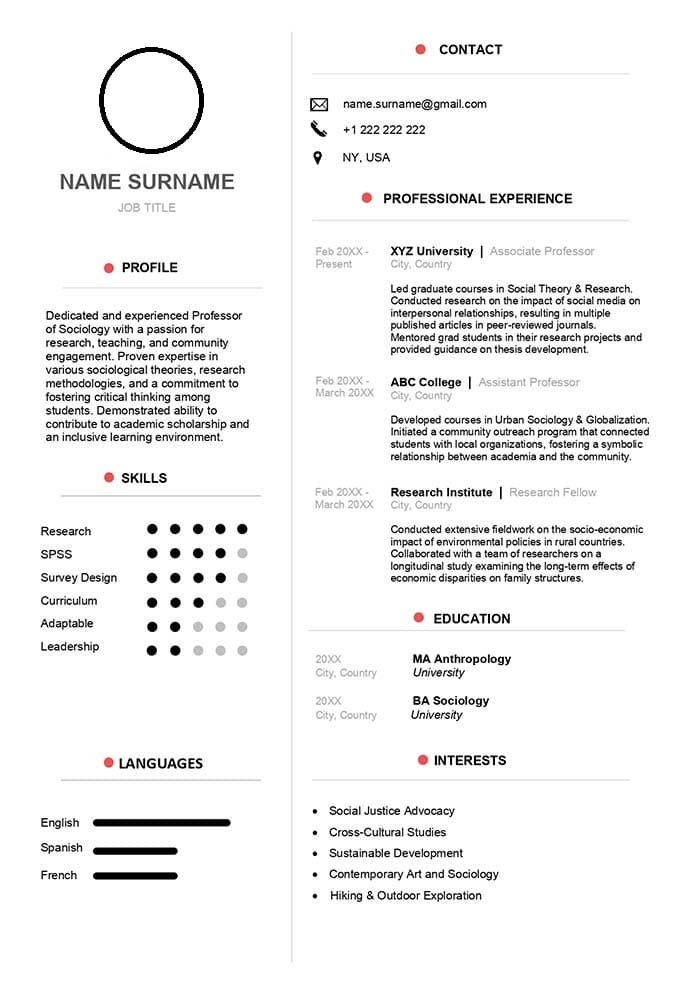 Resume Template Photo Download