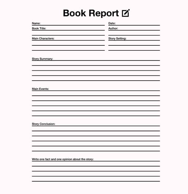 Free Printable Book Report Template