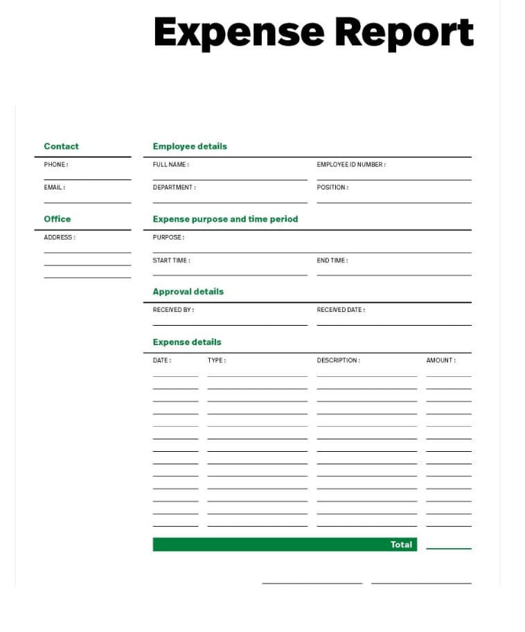 Printable Amazing Expense Report Template