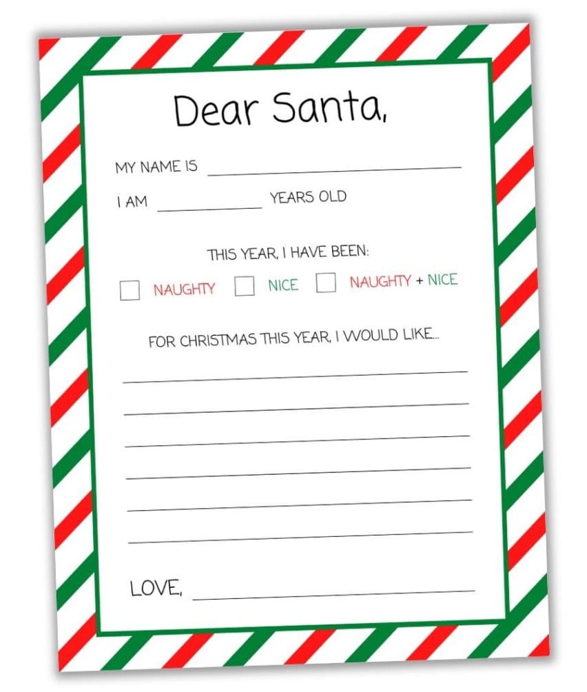 Printable Basic Santa Letter Template