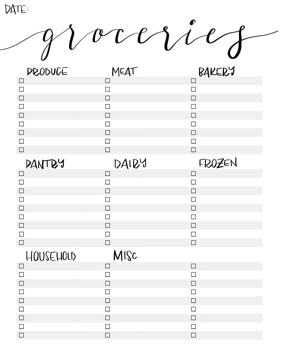 Printable Basic Shopping List Template For Free