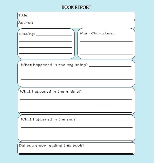 Printable Book Report Template Download