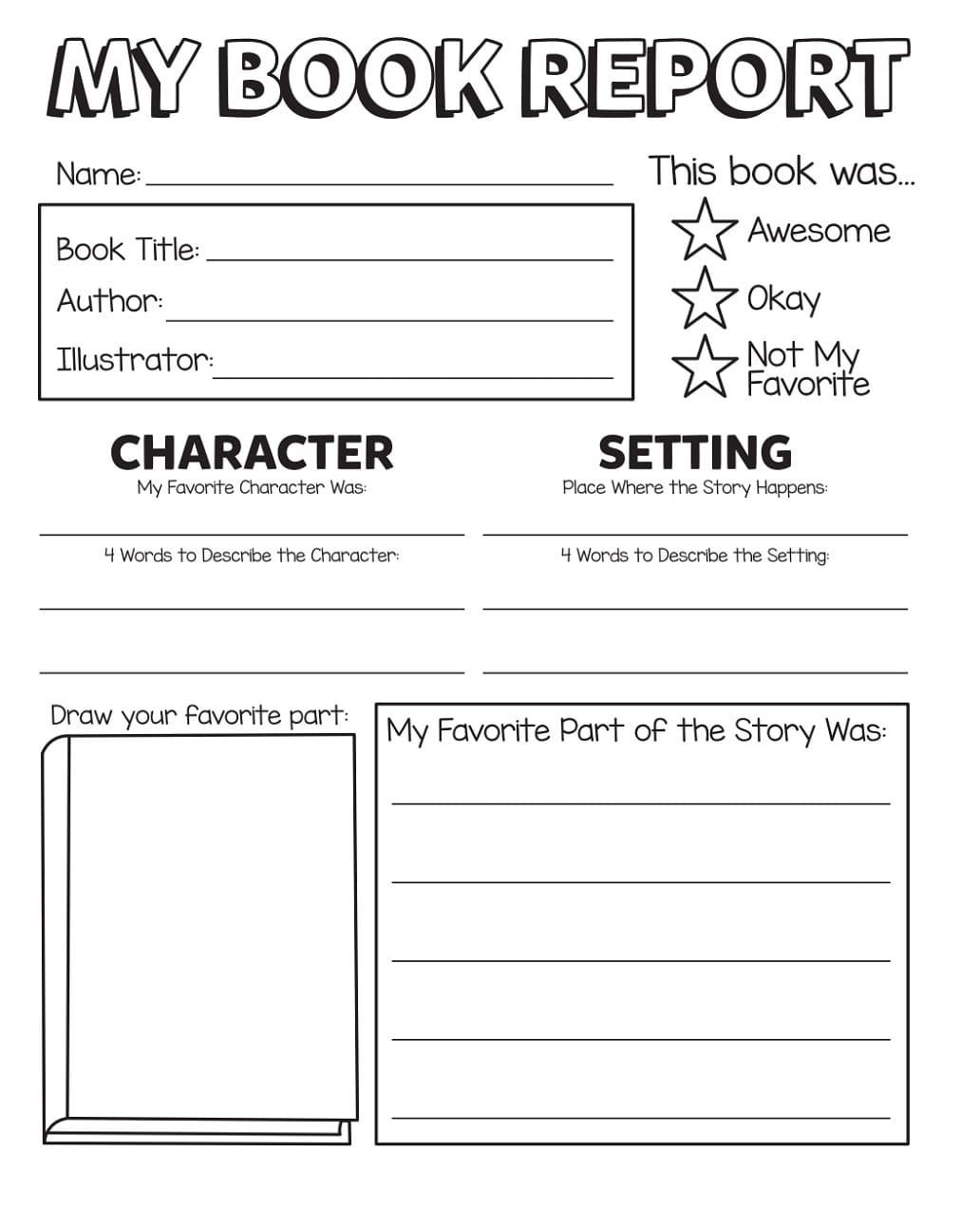 Printable Book Report Template For Adult