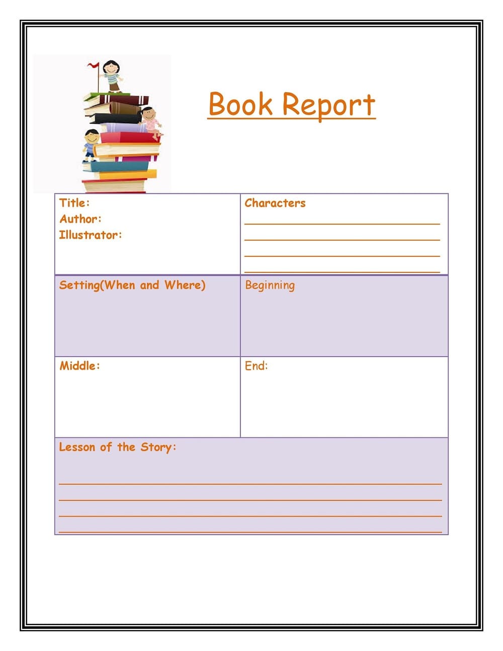 Printable Book Report Template Free Image
