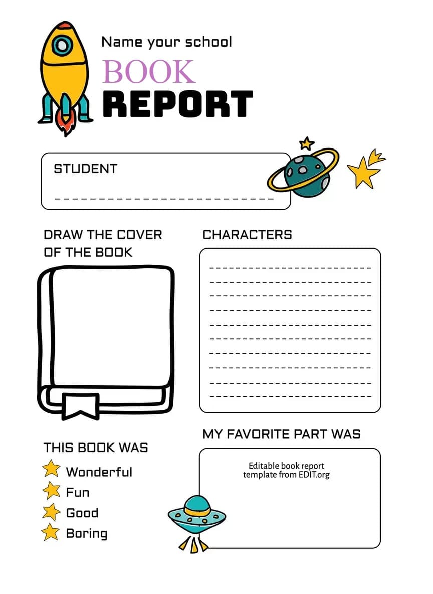 Printable Book Report Template Free Images