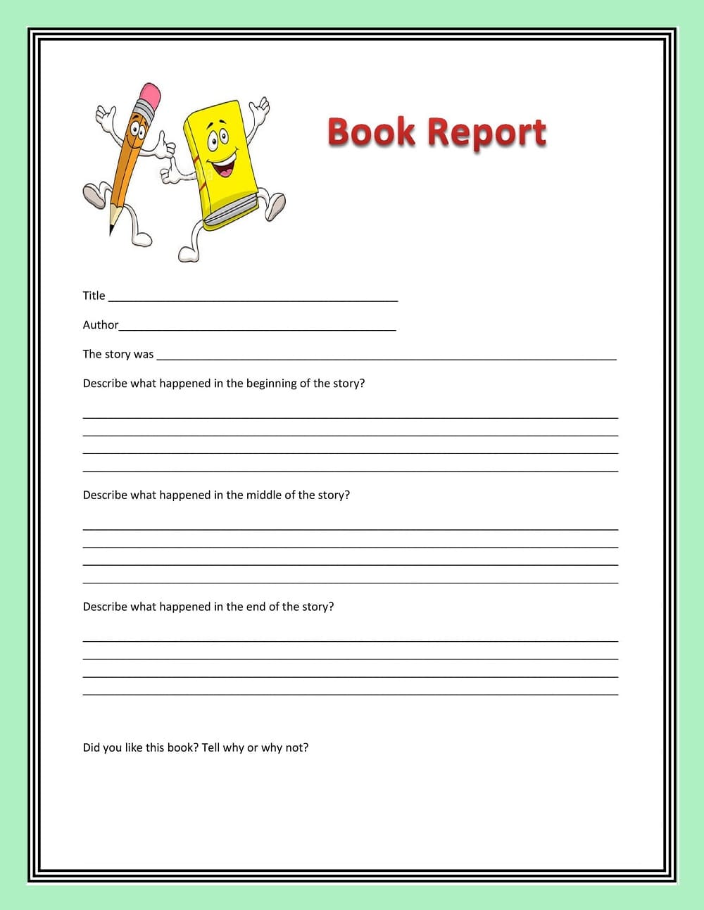 Printable Book Report Template Images