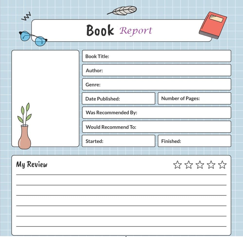 Printable Book Report Template Photo Free