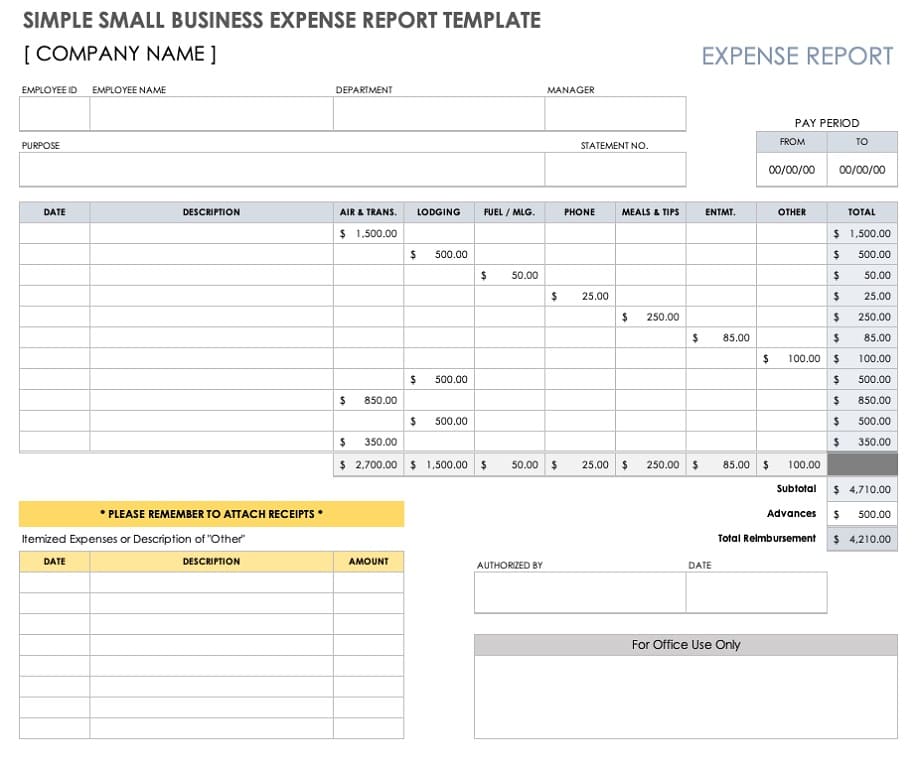 Printable Expense Report Template Images