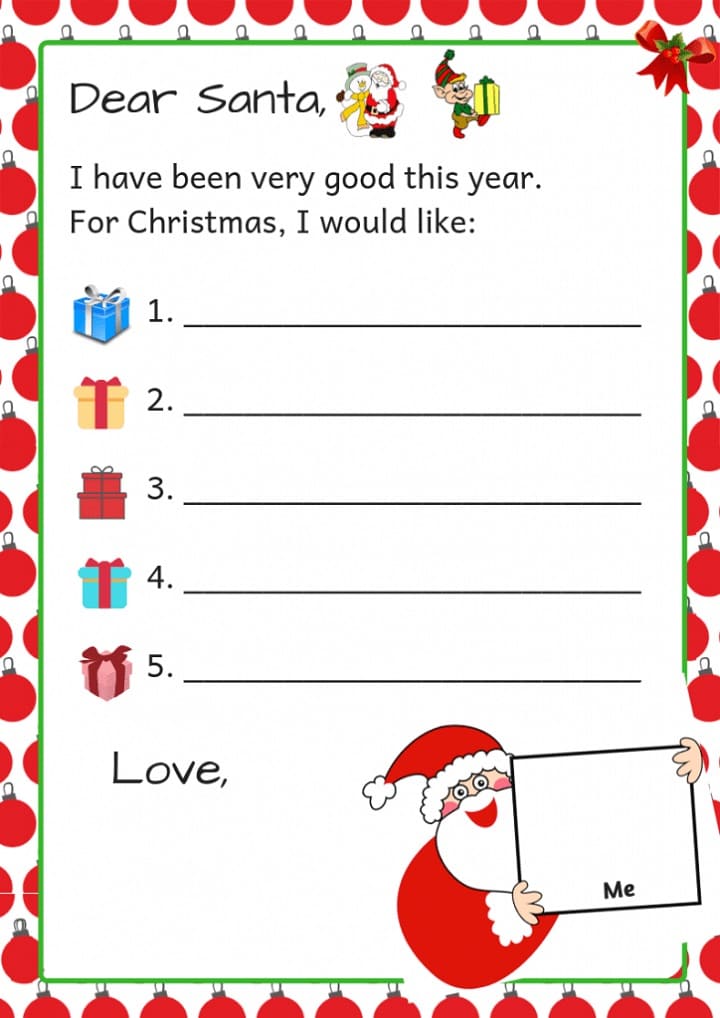 Printable Image of Santa Letter Template