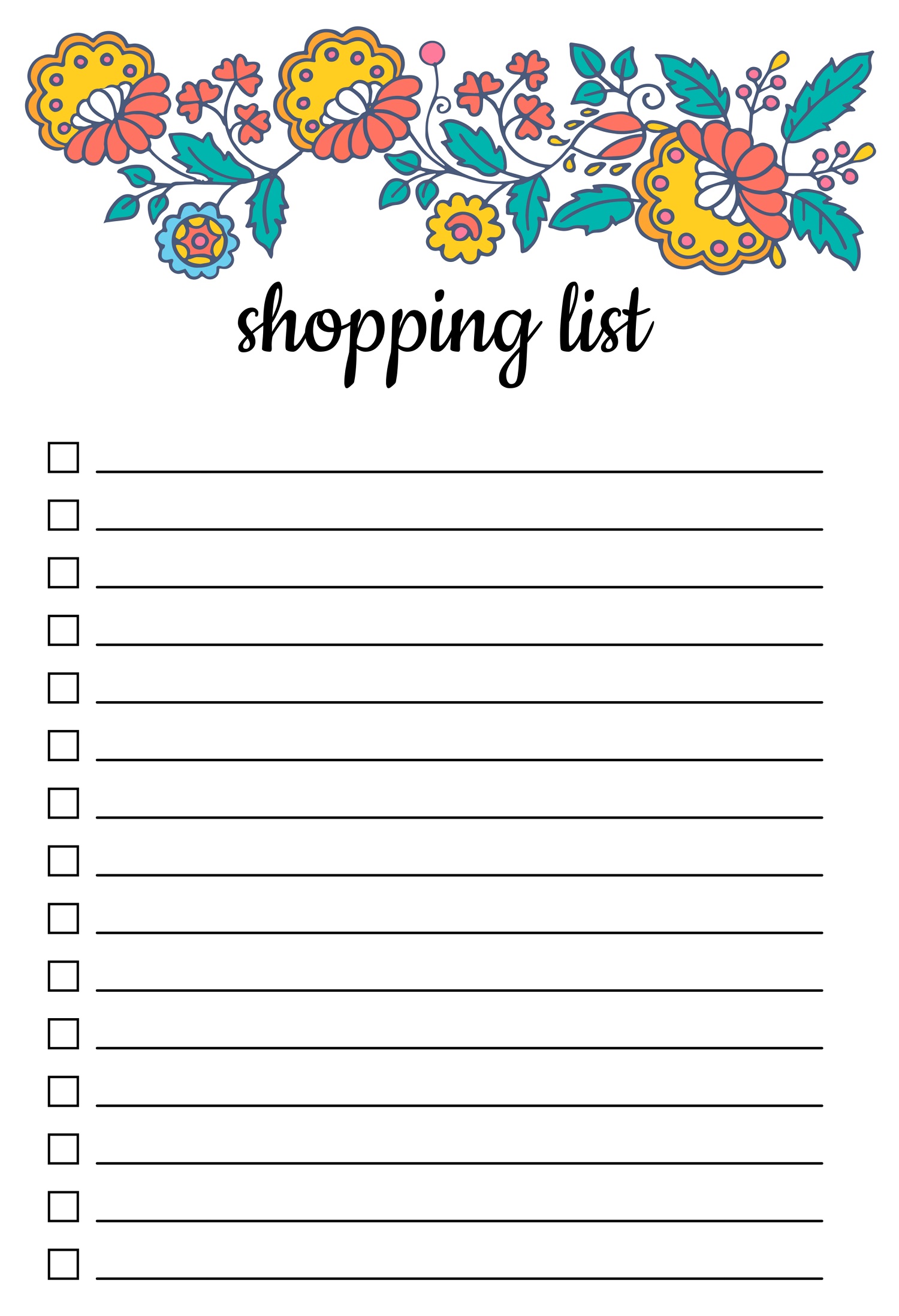 Printable Management Shopping List Template For Kid