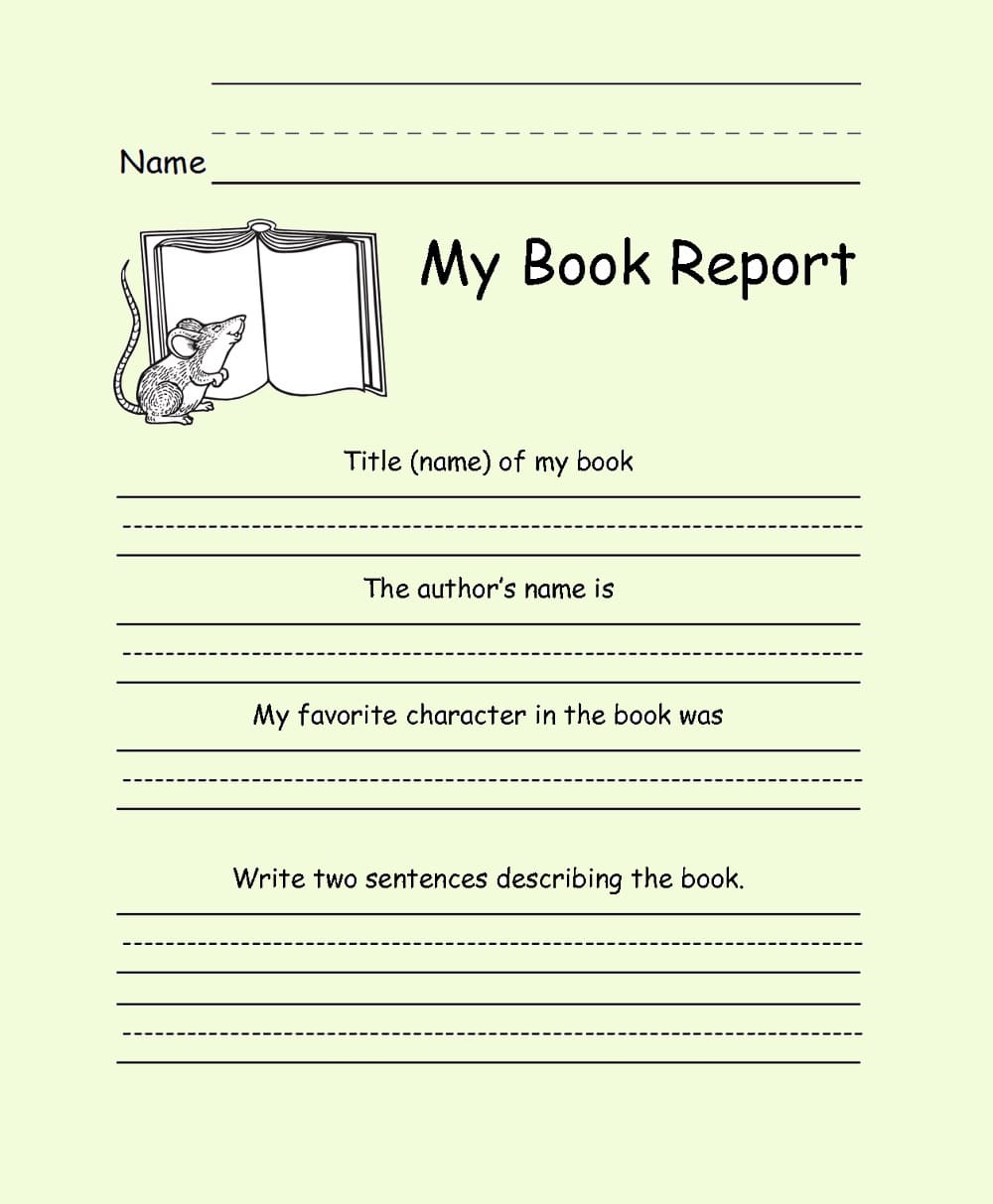 Printable Pictures of Book Report Template