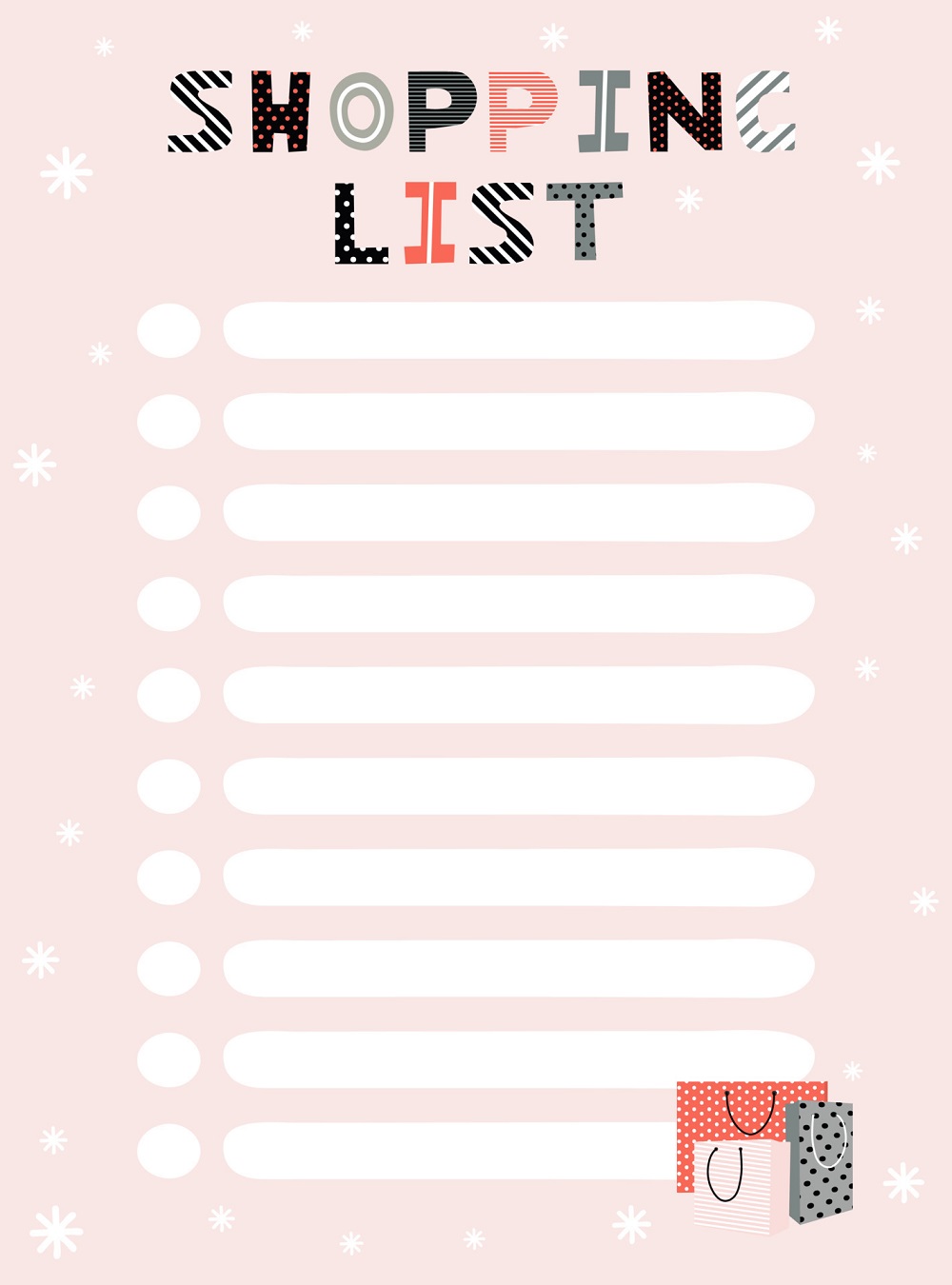 Printable Pictures of Shopping List Template