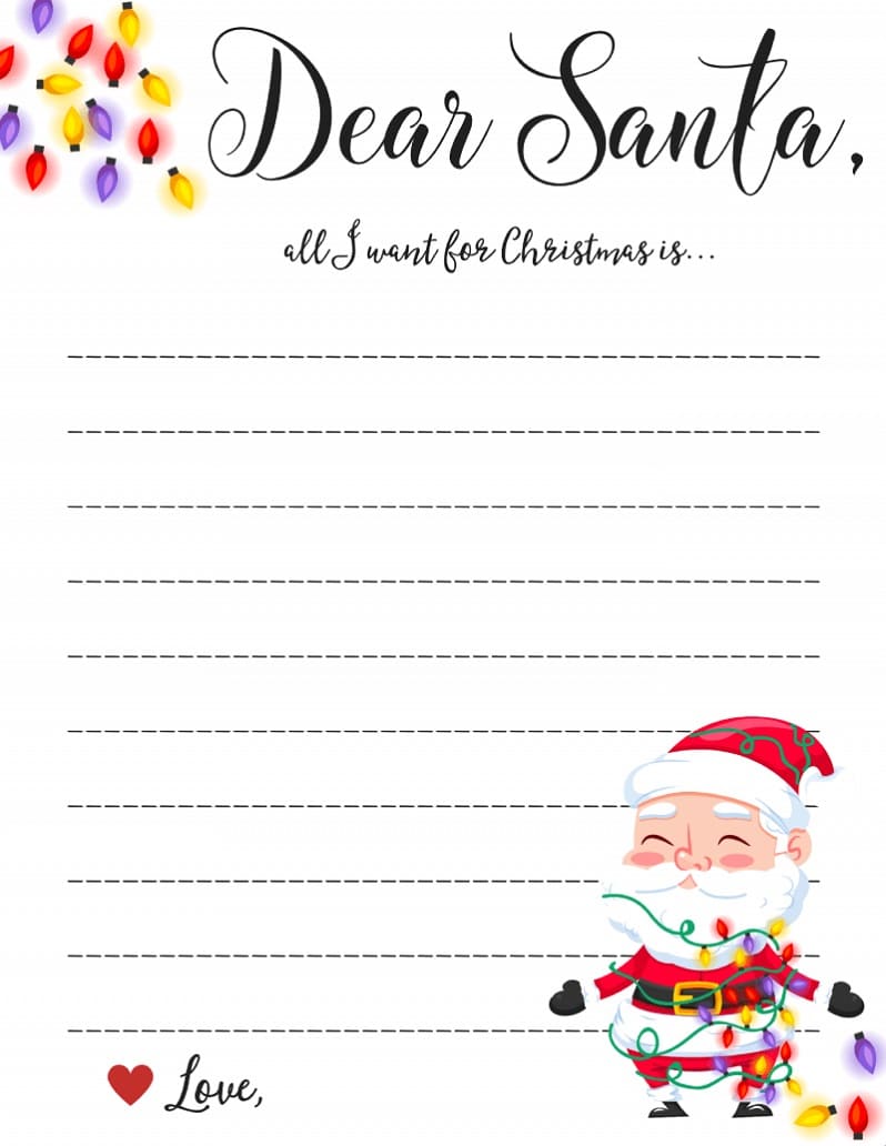 Printable Santa Letter Basic Template Free