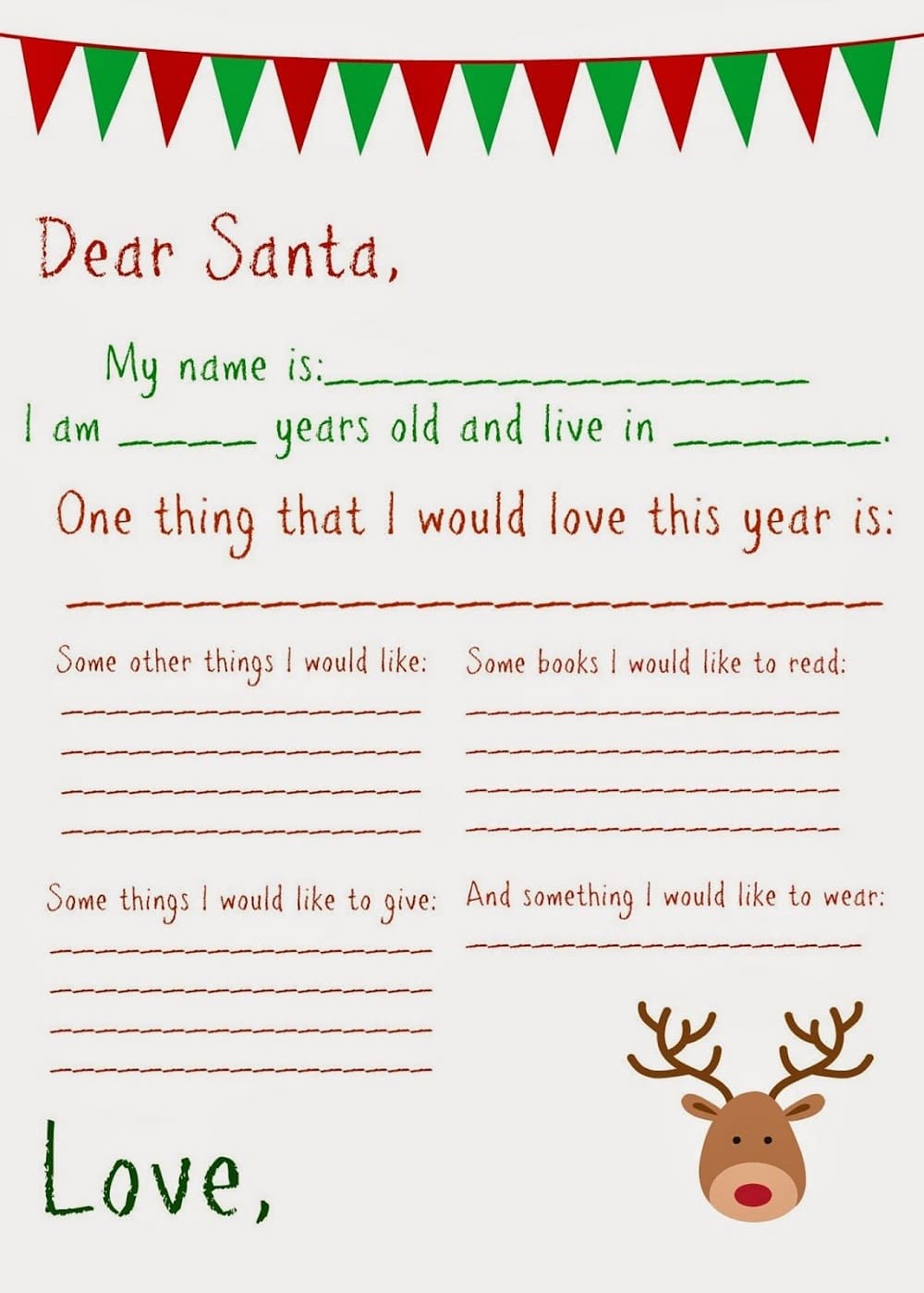 Printable Santa Letter Template Basic