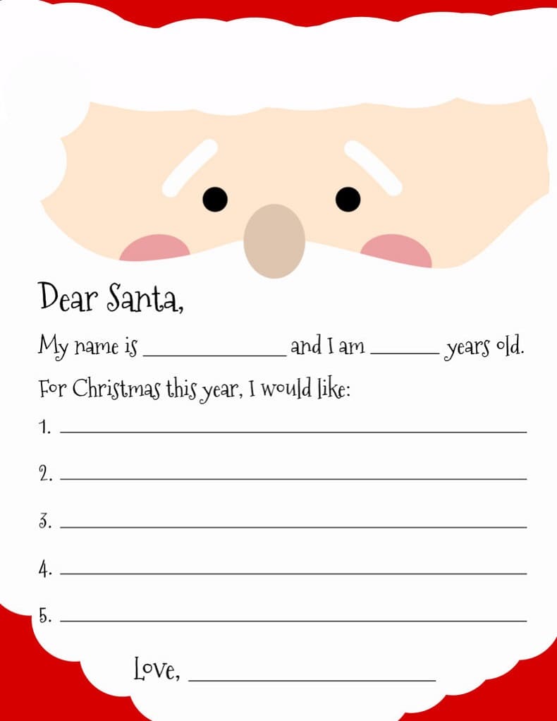 Printable Santa Letter Template Download