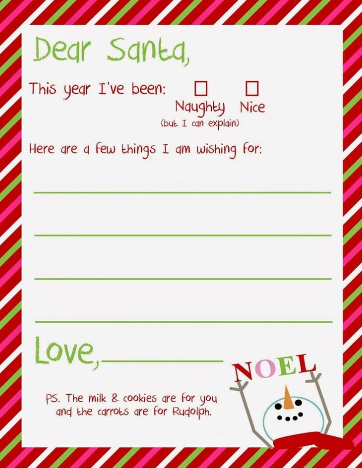 Printable Santa Letter Template For Free