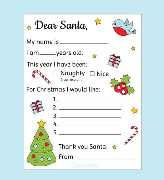 Printable Santa Letter Template Free Photo