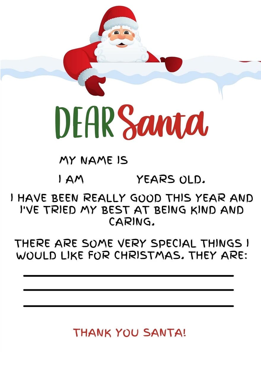 Printable Santa Letter Template Free Picture
