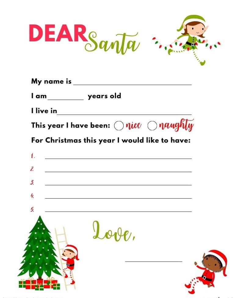 Printable Santa Letter Template Photo Download Free