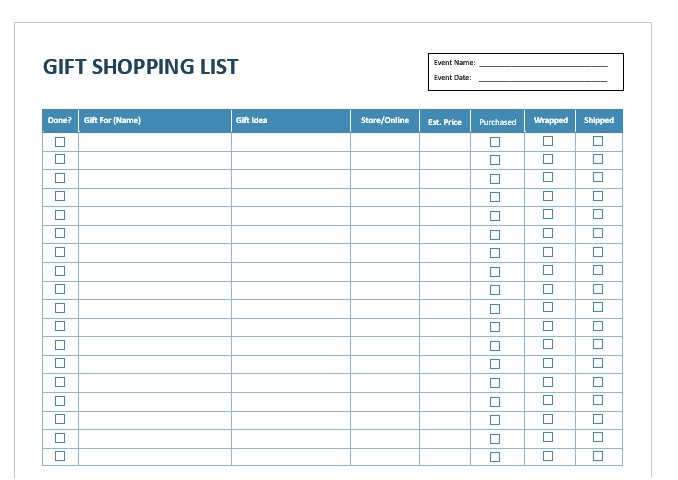 Printable Shopping List Template Basic