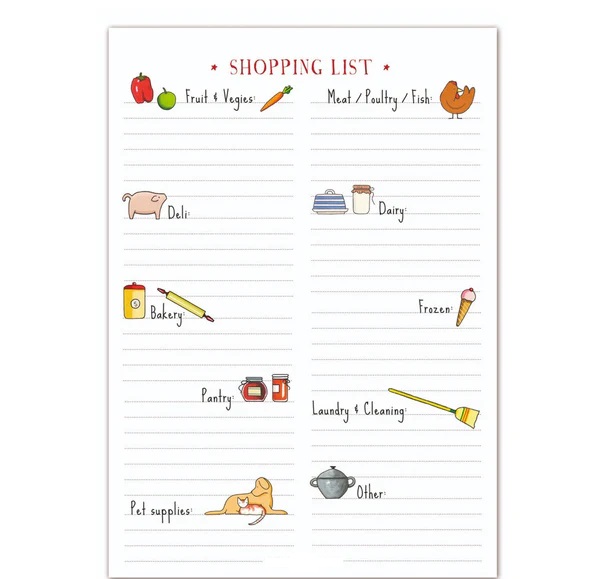 Printable Shopping List Template For Adult