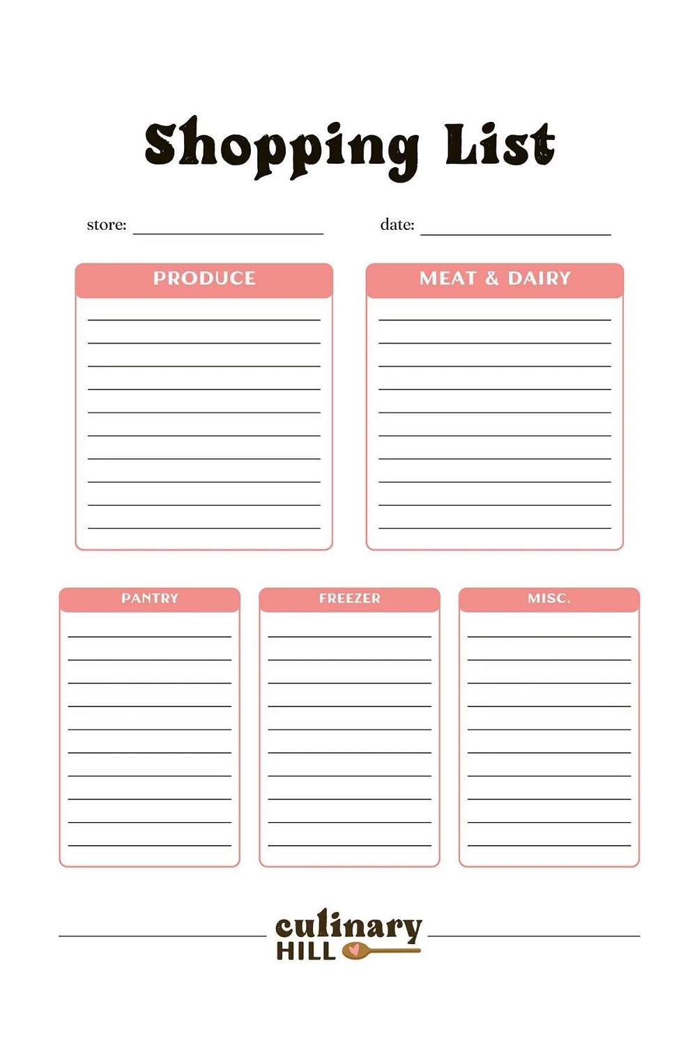 Printable Shopping List Template For Free