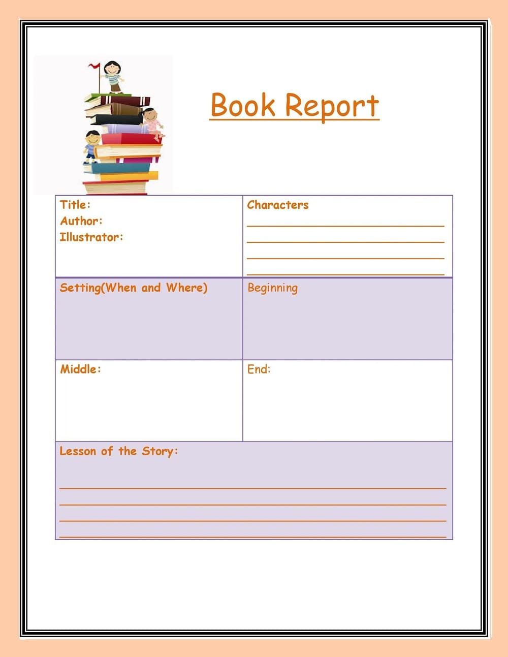 Printable Simple Book Report Template