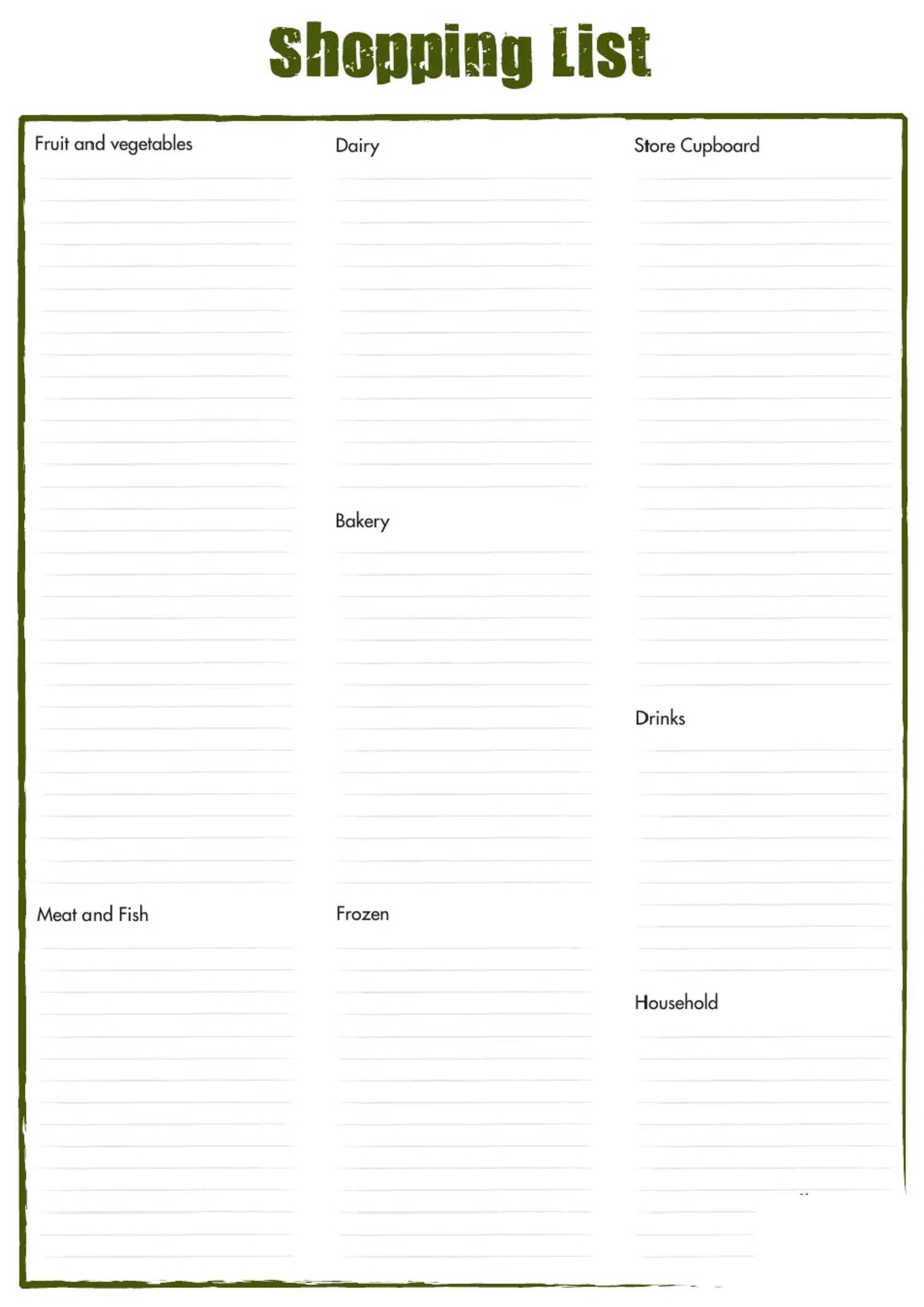 Printable Simple Management Shopping List Template